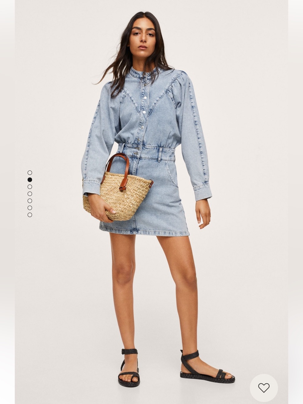 Mango Denim Dress with Puffed Sleeves - NWT